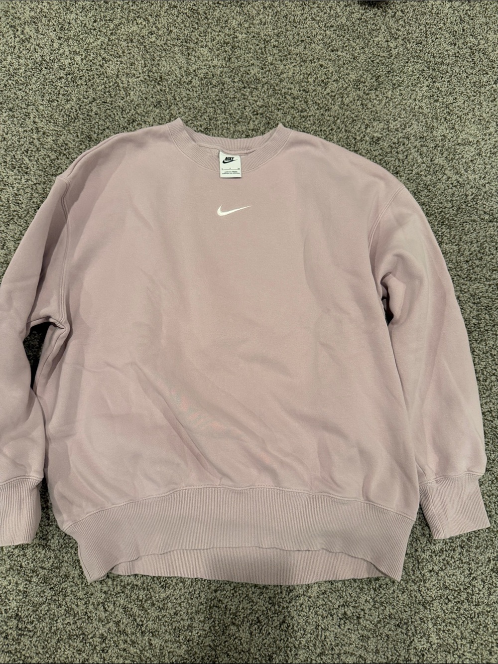Nike Men’s Crewneck Sweatshirt - Dusty Mauve with White Swoosh
